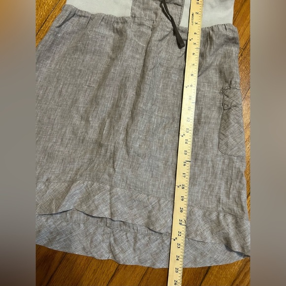 Horny Toad 100% Linen size S pull on High Low Skirt 1 cargo pocket gray - Picture 6 of 9